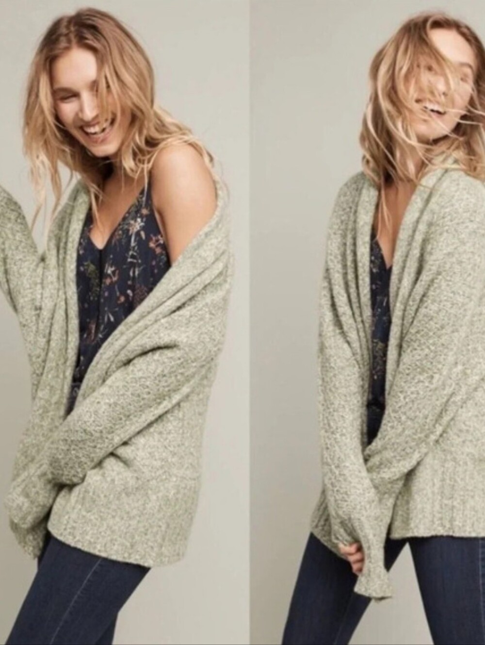 Anthropologie Angel of the North Green Chaucer Oversized Cardigan Size M Knit